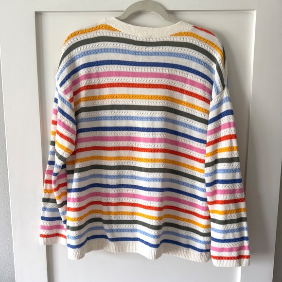 Ribbed Multi Stripe V-Neck Cardigan - Picture 6 of 7